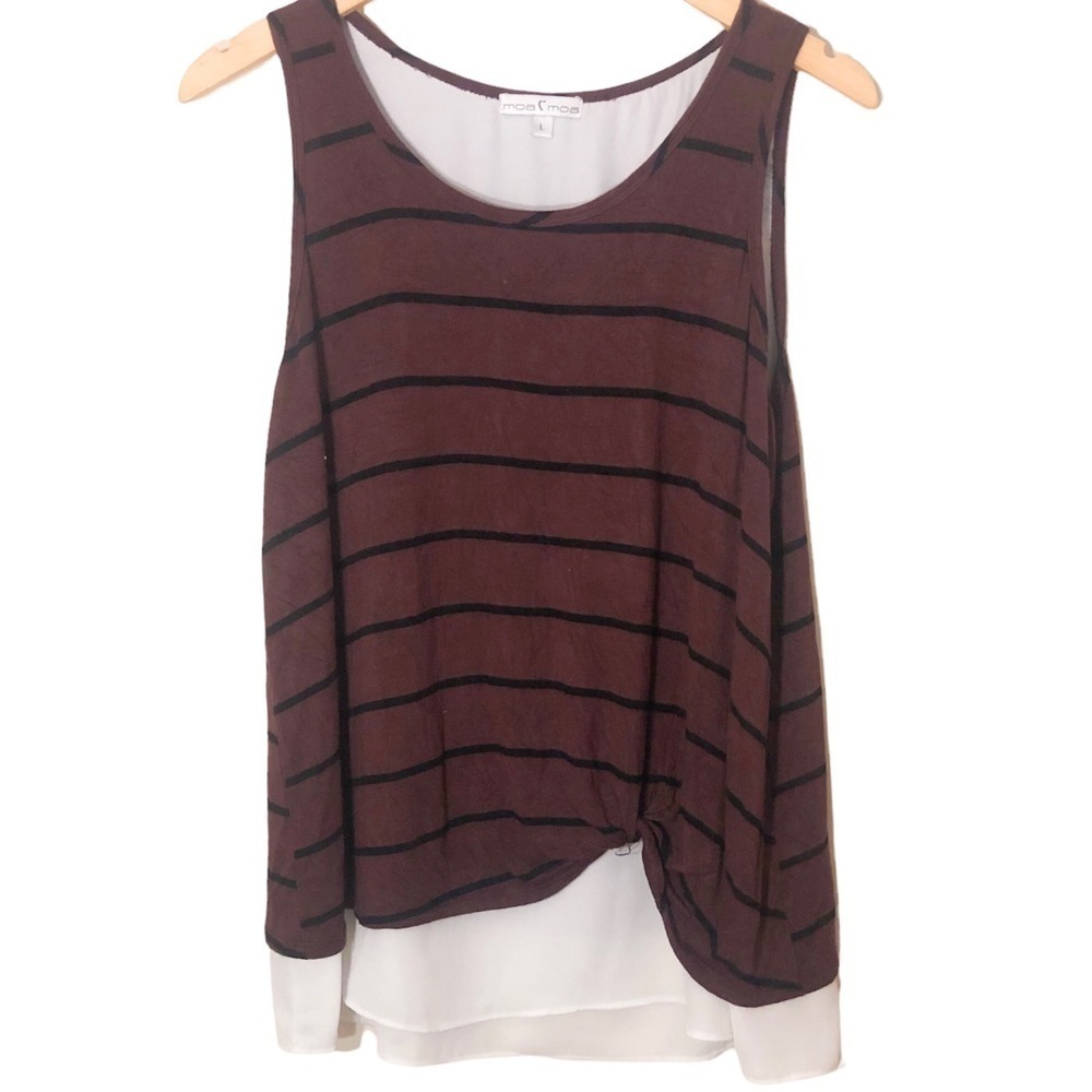 3/$25 🙌🏼 Moa Moa Striped Sleeveless Layered Tank Top Blouse Large